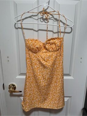 Princess Polly Yellow White Floral Bustier Mini Dress